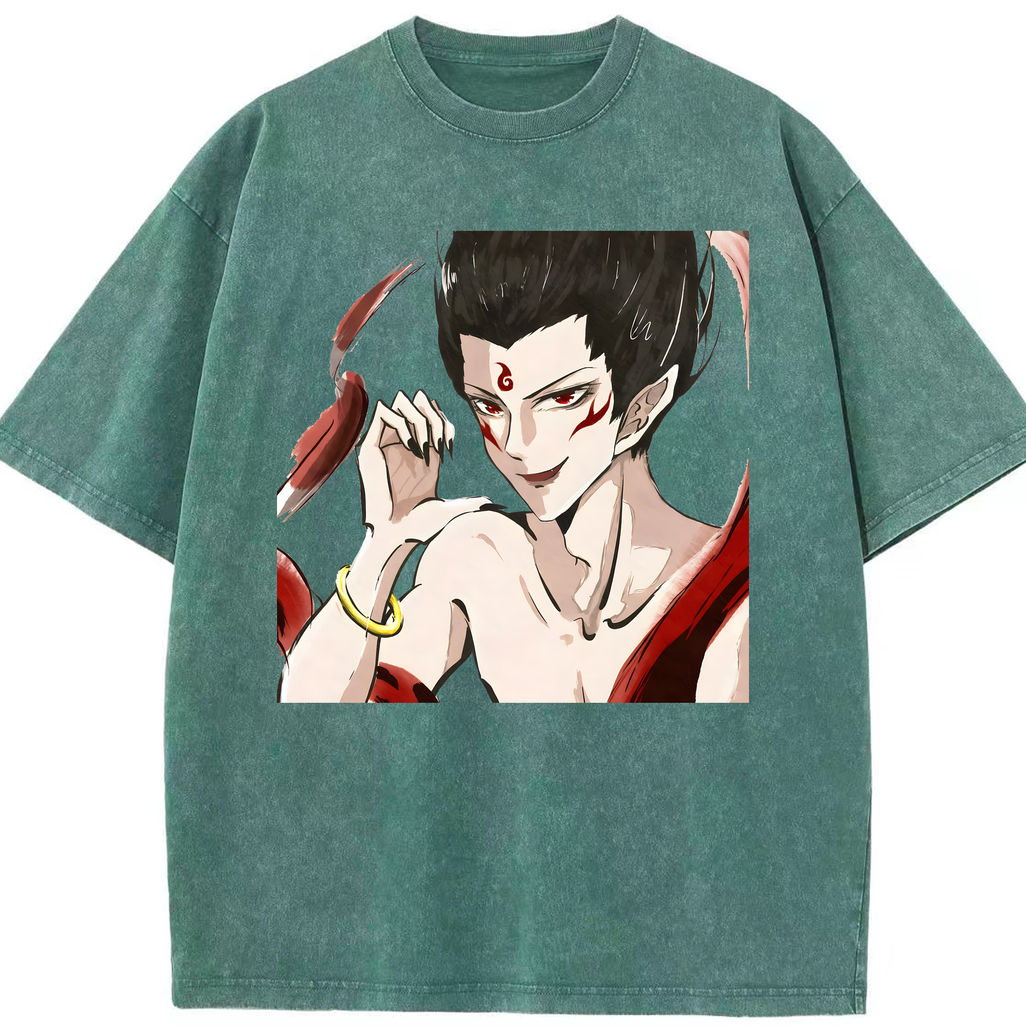 （画像用） Ne Zha 2 ナタ 魔童の大暴れ 綿100% ヴィンテージ風 半袖Tシャツ（フロントプリント）